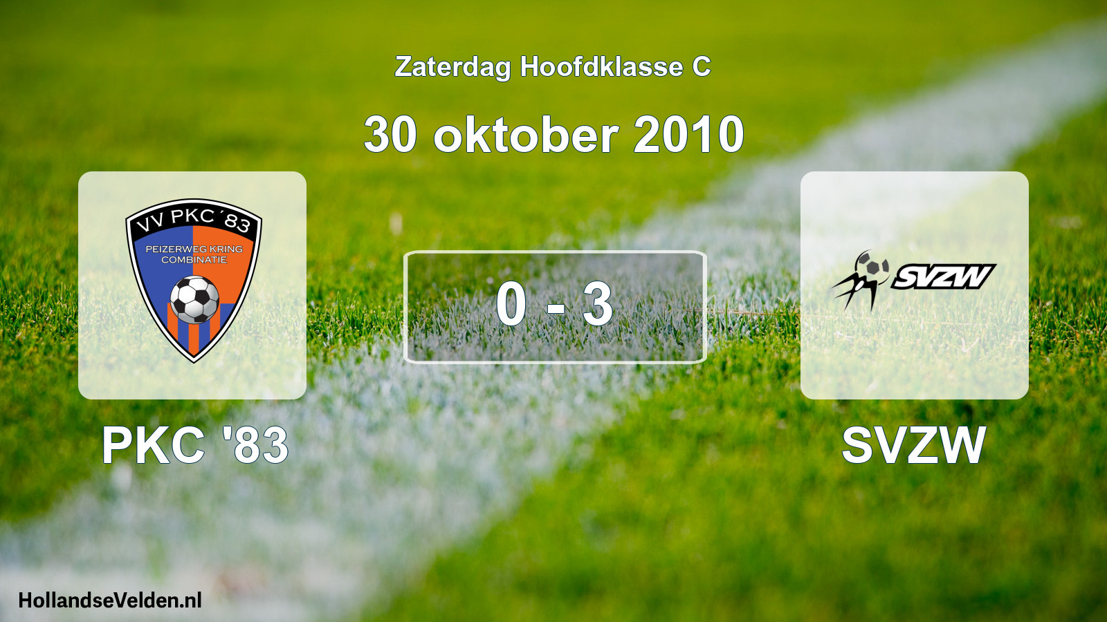 Gespeelde wedstrijd: PKC '83 - SVZW 0 - 3 (30 oktober 2010)
