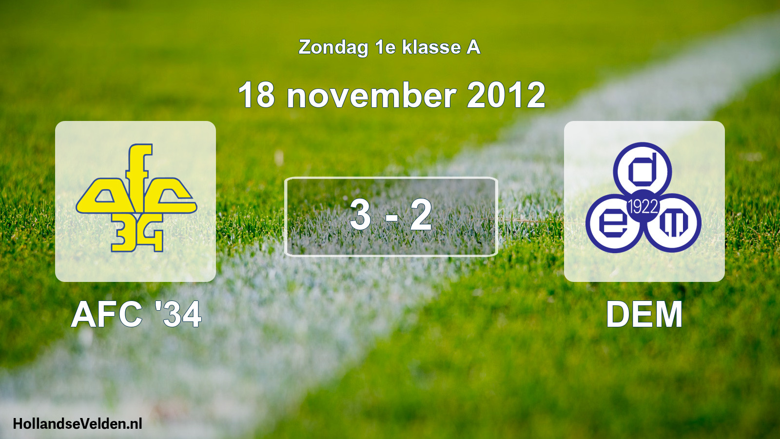 Gespeelde wedstrijd: AFC '34 - DEM 3 - 2 (18 november 2012)