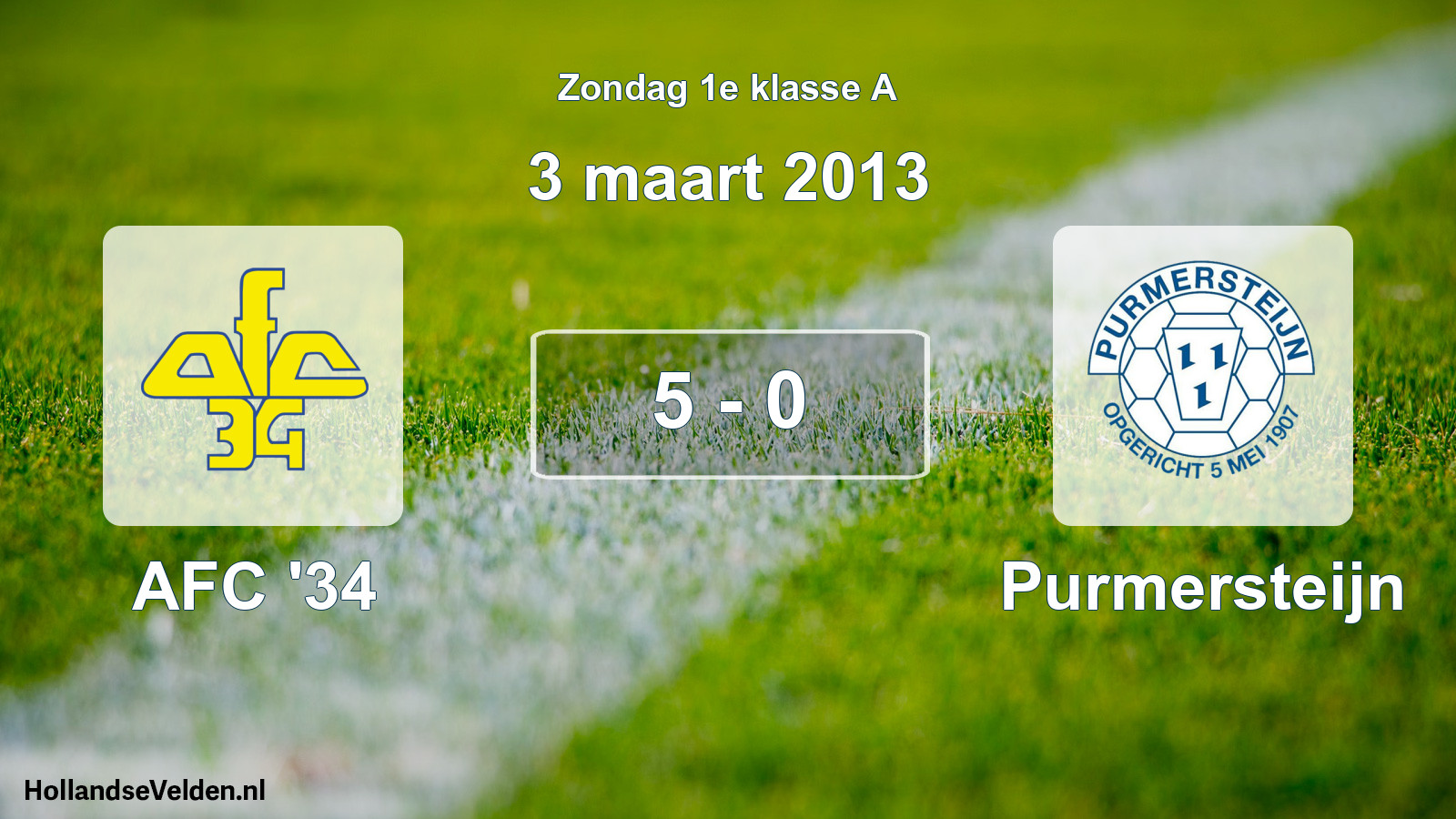 Gespeelde wedstrijd: AFC '34 - Purmersteijn 5 - 0 (3 maart 2013)