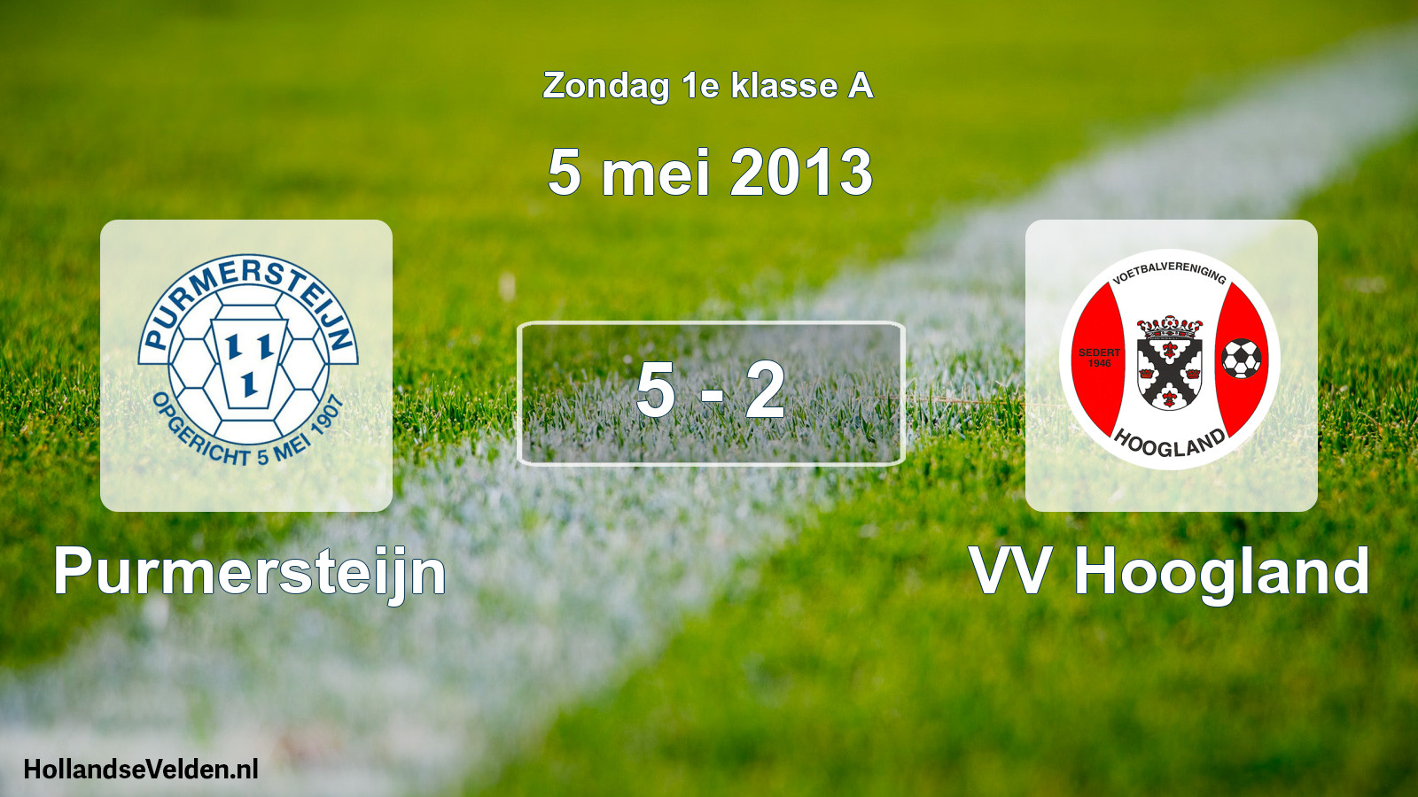 Gespeelde wedstrijd: Purmersteijn - VV Hoogland 5 - 2 (5 mei 2013)