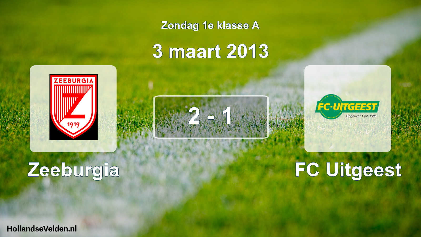 Gespeelde wedstrijd: Zeeburgia - FC Uitgeest 2 - 1 (3 maart 2013)