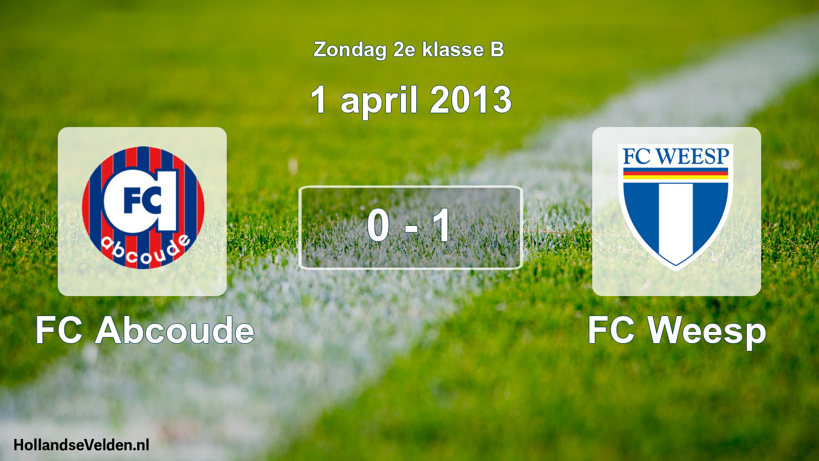 Gespeelde wedstrijd: FC Abcoude - FC Weesp 0 - 1 (1 april 2013)