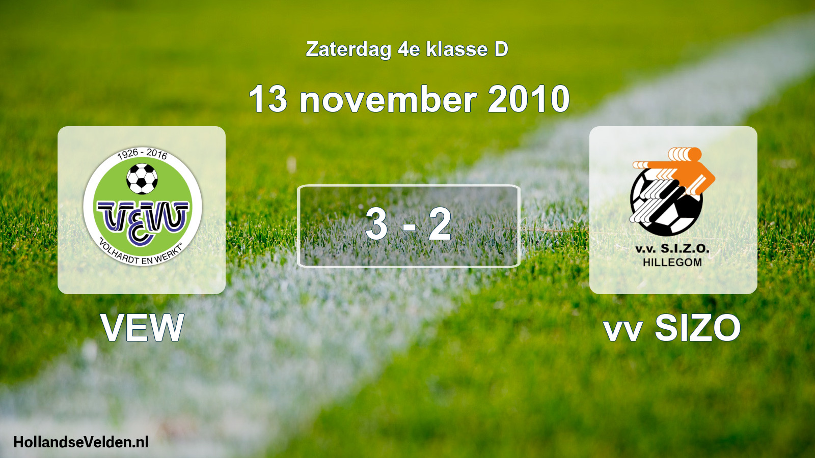 Gespeelde wedstrijd: VEW - vv SIZO 3 - 2 (13 november 2010)