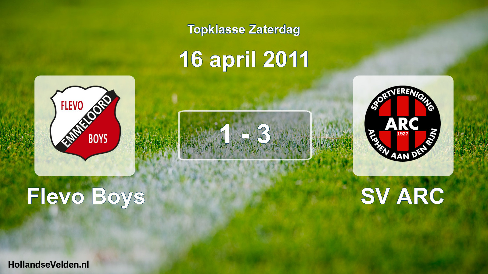 Gespeelde wedstrijd: Flevo Boys - SV ARC 1 - 3 (16 april 2011)
