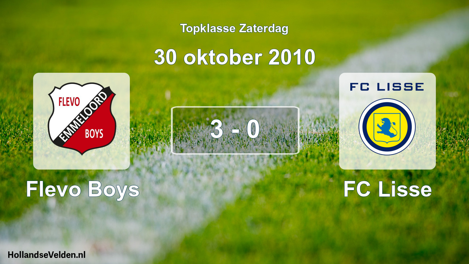 Gespeelde wedstrijd: Flevo Boys - FC Lisse 3 - 0 (30 oktober 2010)