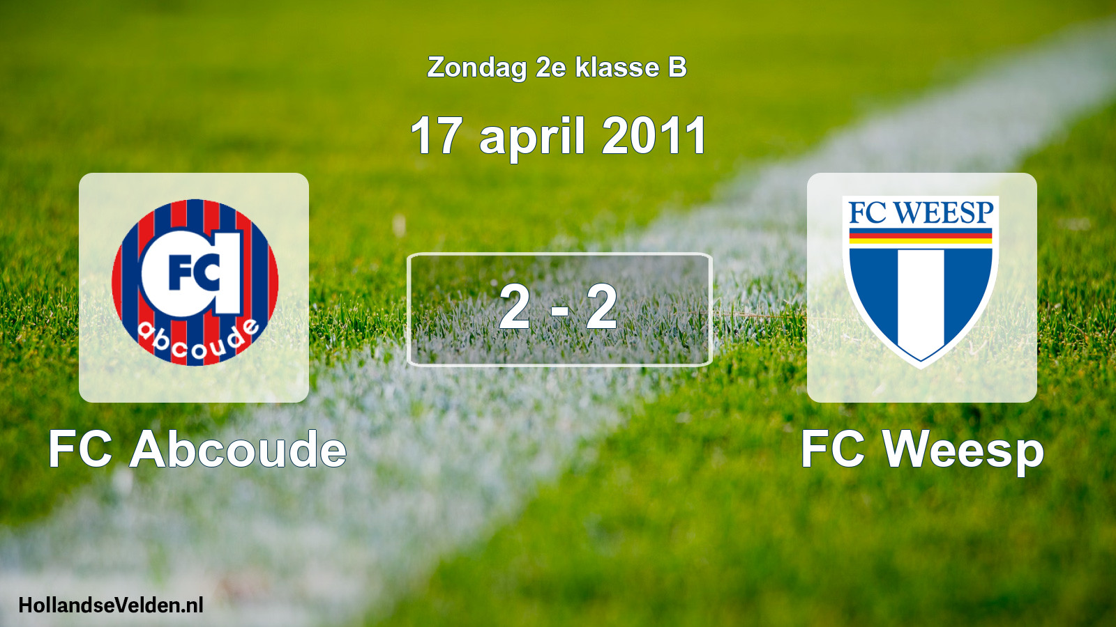 Gespeelde wedstrijd: FC Abcoude - FC Weesp 2 - 2 (17 april 2011)