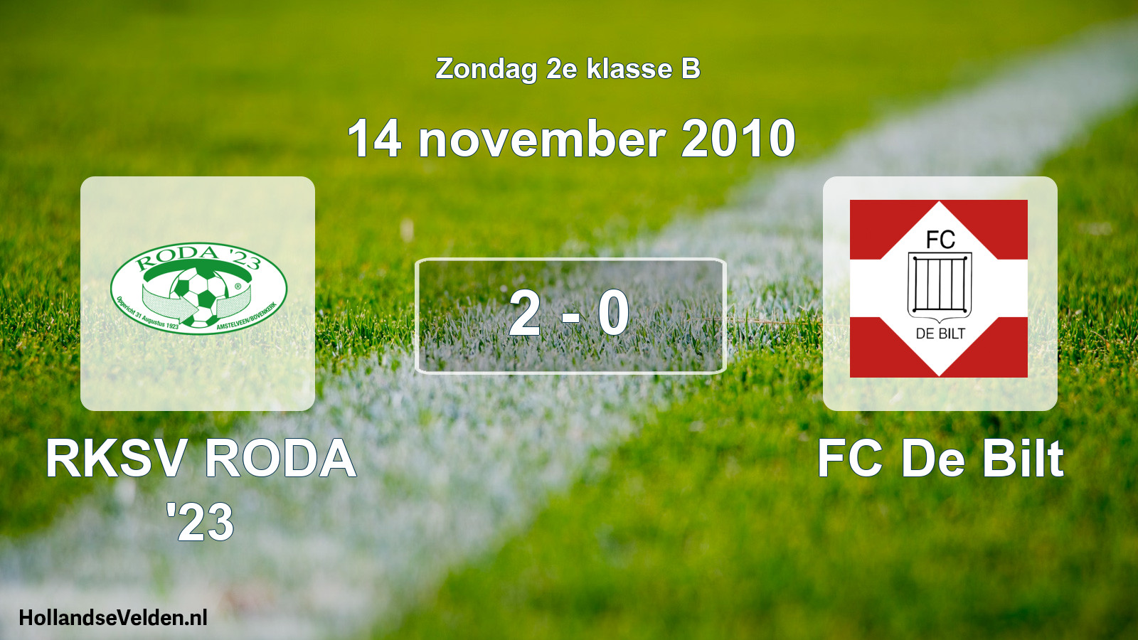 Gespeelde wedstrijd: RKSV RODA '23 - FC De Bilt 2 - 0 (14 november 2010)