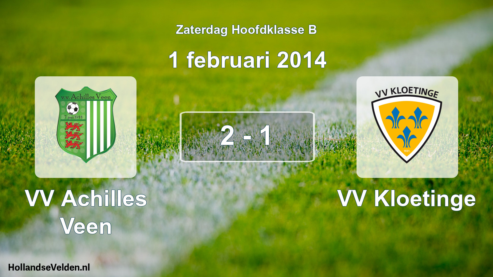 Gespeelde wedstrijd: VV Achilles Veen - VV Kloetinge 2 - 1 (1 februari 2014)