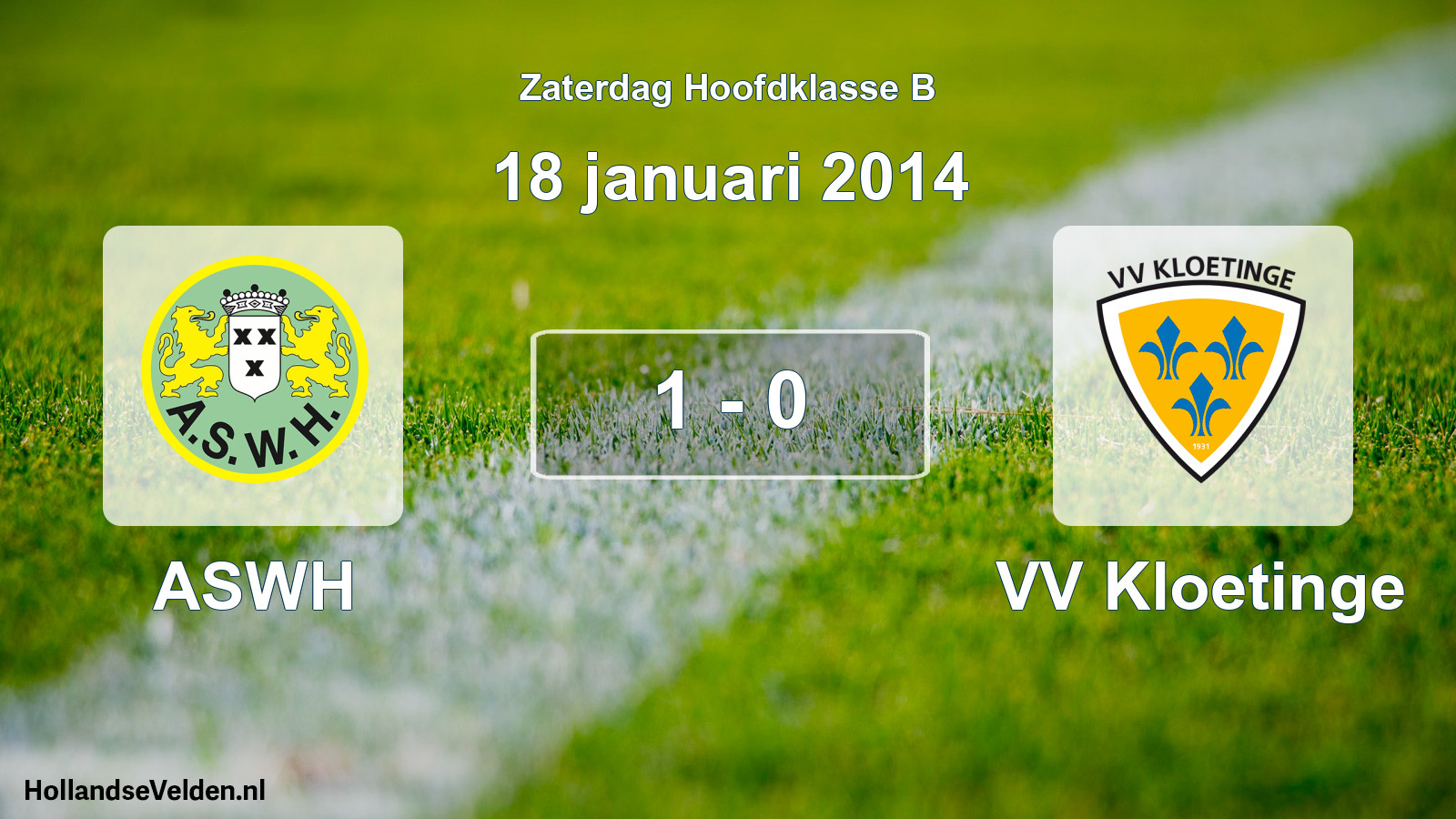 Gespeelde wedstrijd: ASWH - VV Kloetinge 1 - 0 (18 januari 2014)