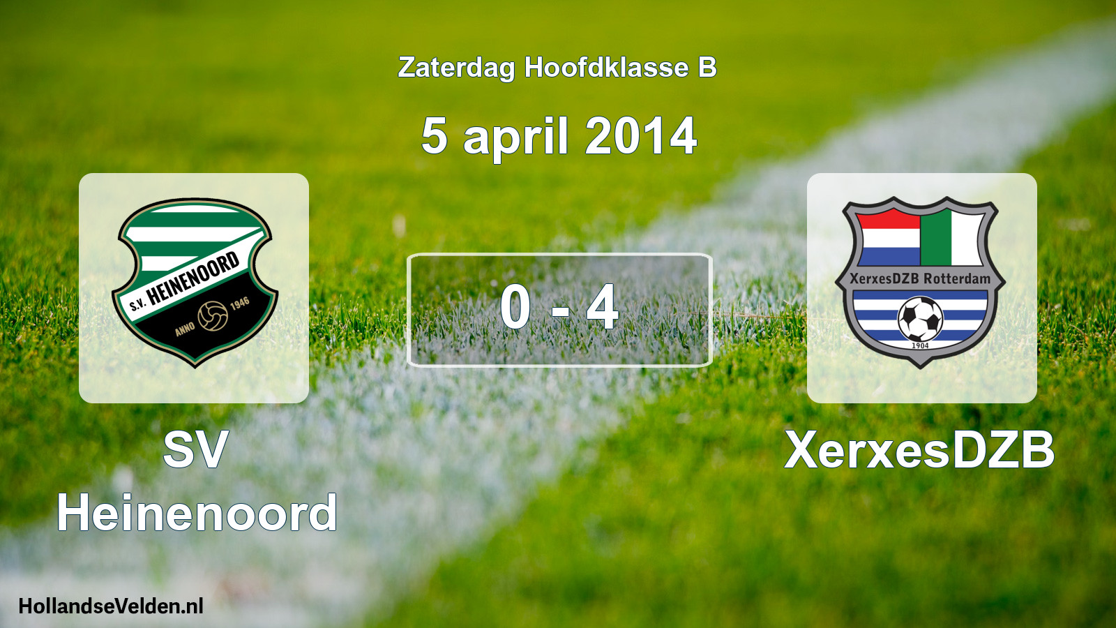 Gespeelde wedstrijd: SV Heinenoord - XerxesDZB 0 - 4 (5 april 2014)