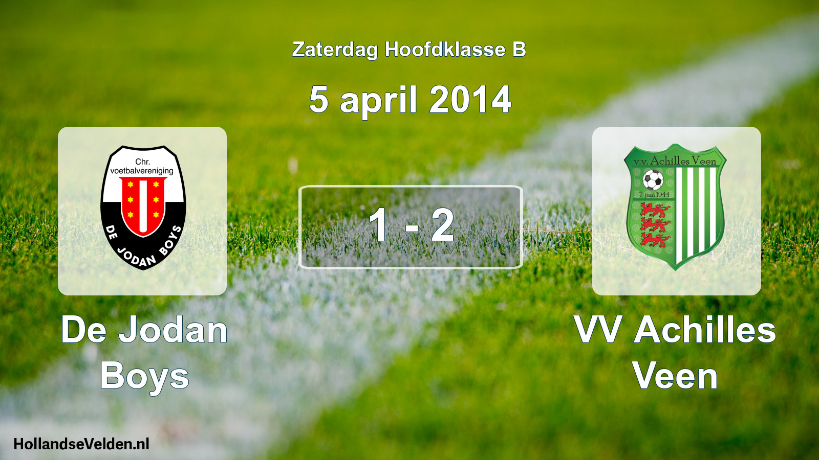Gespeelde wedstrijd: De Jodan Boys - VV Achilles Veen 1 - 2 (5 april 2014)
