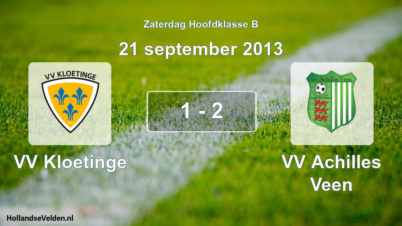 Gespeelde wedstrijd: VV Kloetinge - VV Achilles Veen 1 - 2 (21 september 2013)