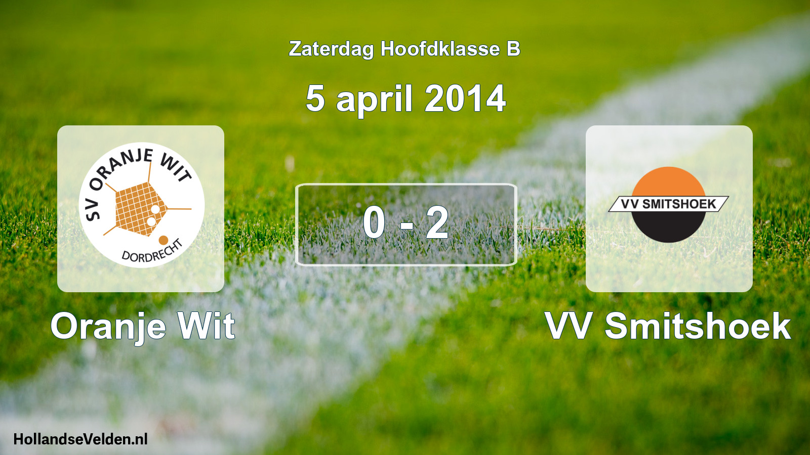 Gespeelde wedstrijd: Oranje Wit - VV Smitshoek 0 - 2 (5 april 2014)