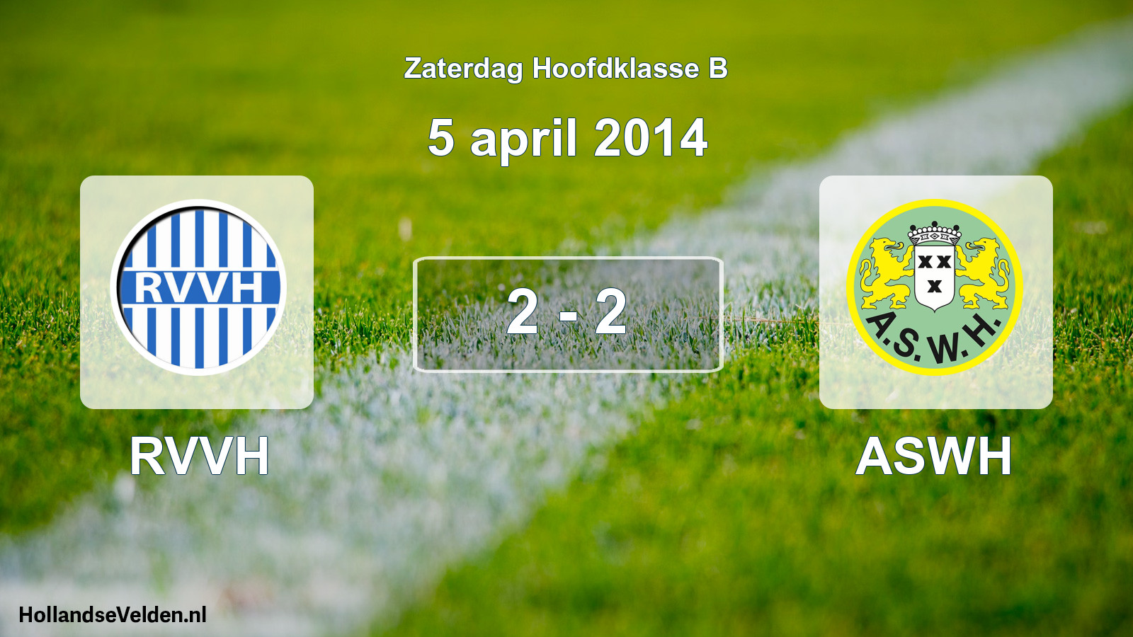 Gespeelde wedstrijd: RVVH - ASWH 2 - 2 (5 april 2014)