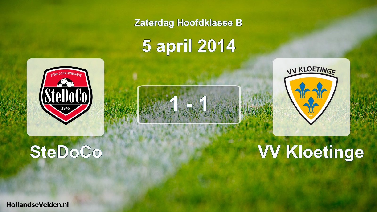 Gespeelde wedstrijd: SteDoCo - VV Kloetinge 1 - 1 (5 april 2014)